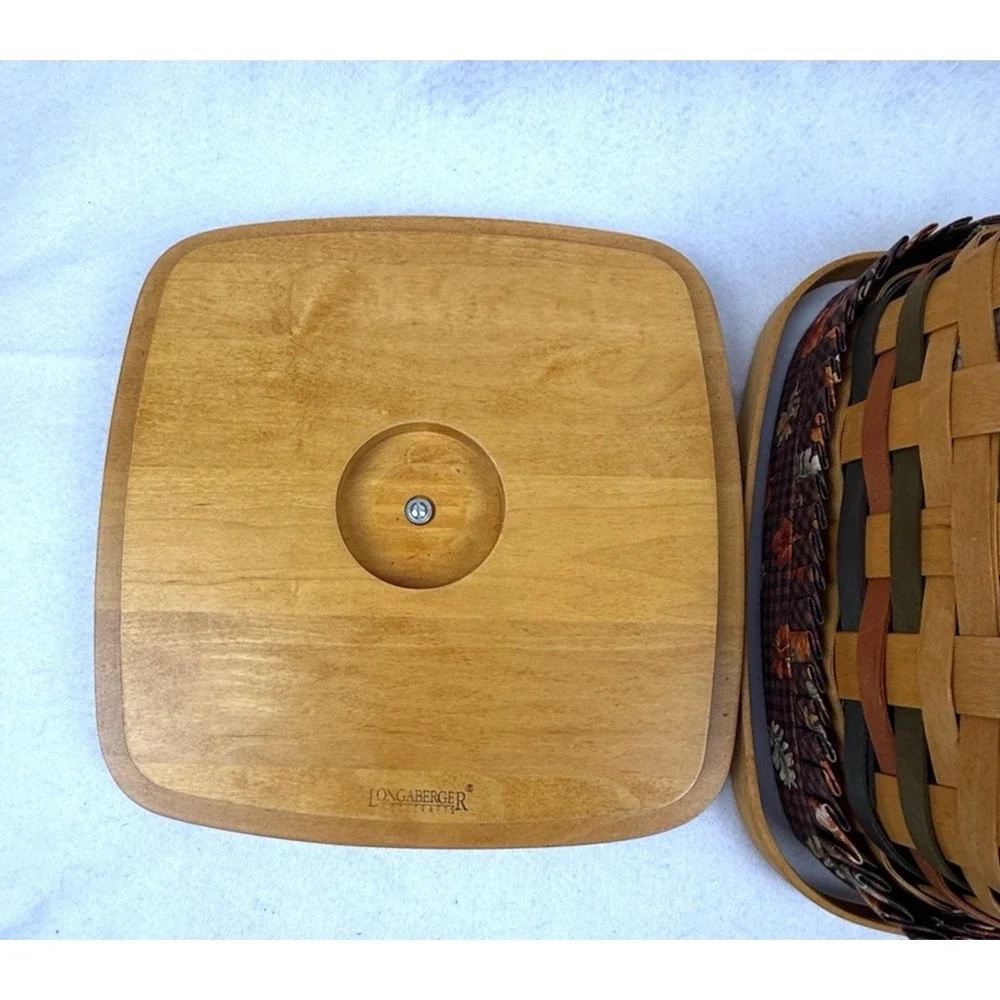 Longaberger Bountiful Harvest Handle Basket 1997 Lid, Protector, Liner  10.5